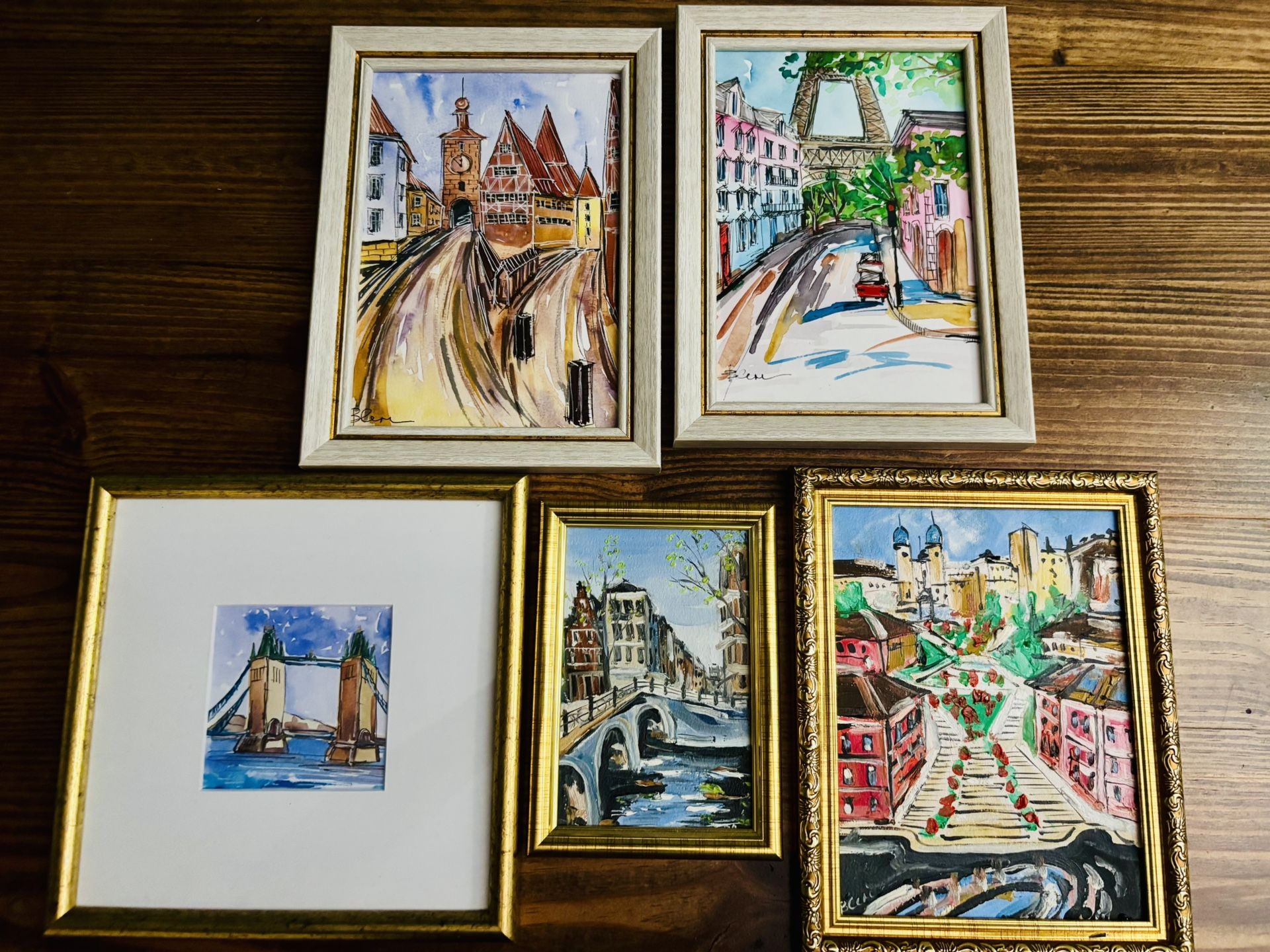 🎨🇪🇺Original oil and watercolor European cityscapes