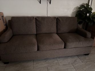 3-Seat Fabric Sofa Brown