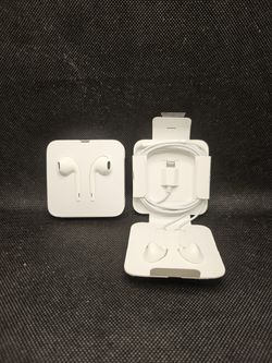 2 Apple EarPods with a Lightning connector. 
