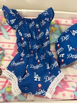 LA Dodgers Baby Romper and Bucket Hat