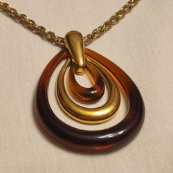 Golden Lucite Pendant Necklace