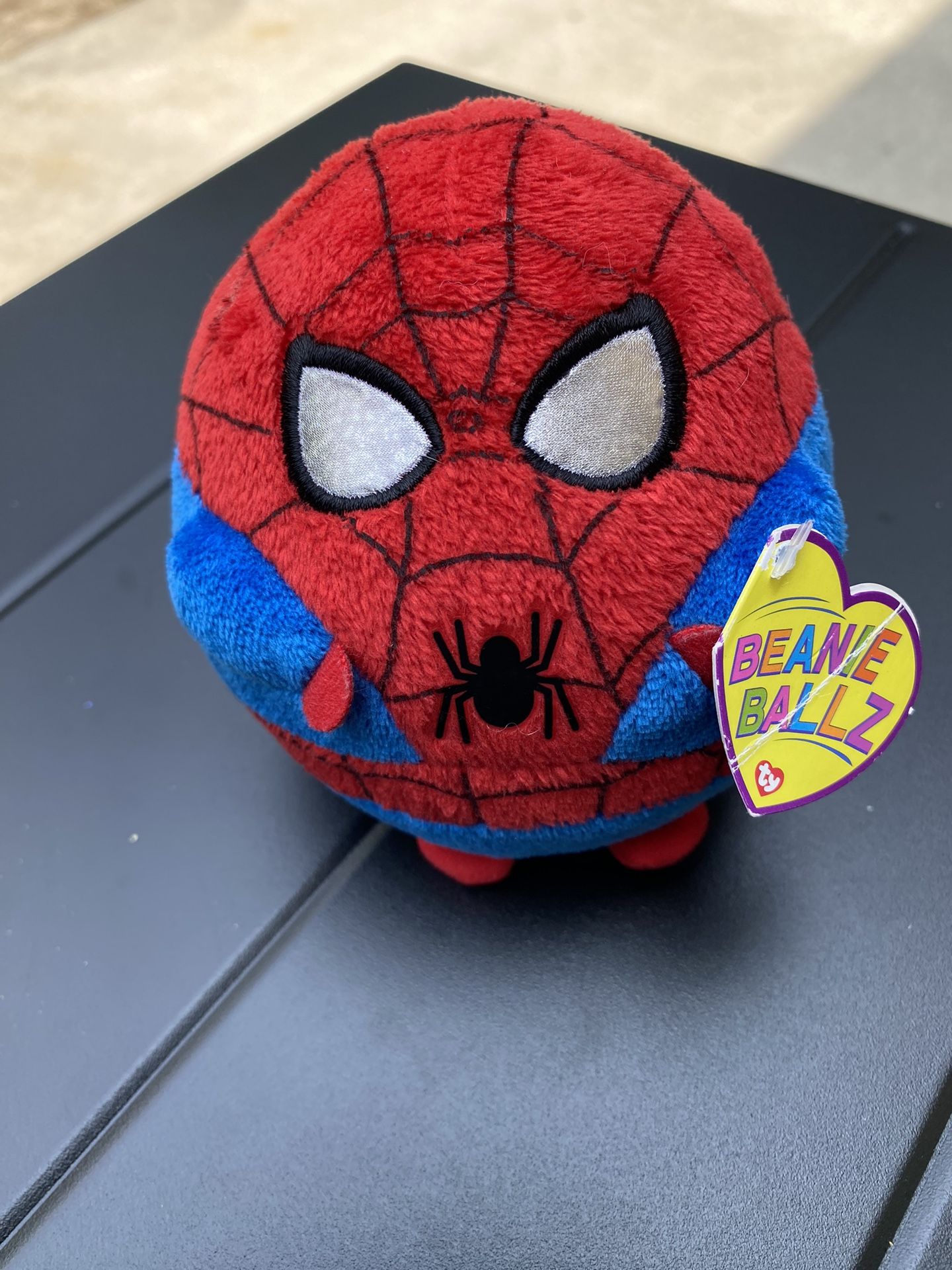 Spiderman Plush Ty Beanie Ballz Round Stuffed Spidey