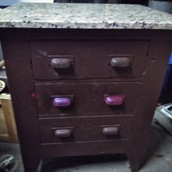 Vintage Marble Top Dresser 3 Drawers 26x 21 1/2 Inches Deep 30 In Tall The Dresser Itself Not The Top 22 And A Half By 19 Deep