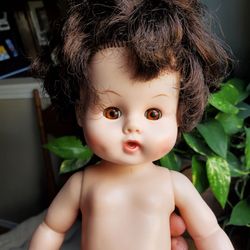 Vintage 1970S Vogue Dolls Inc. Ginny 12" Brown Hair Doll, Drink and Wet