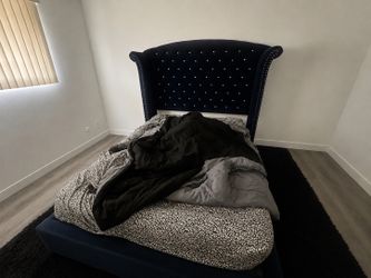 Queen Size Bed Frame Blue