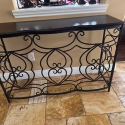 Wood Top Iron Table Side Sofa Table 