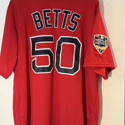 Mookie Betts 2018 World Series Majestic Jersey (XL)