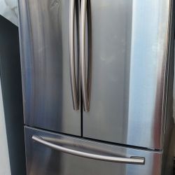 SAMSUNG FRENCH DOOR STAINLESS STEEL REFRIGERATOR WORKING PERFECT ICE MAKER COOLER FREEZER 
