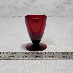 Vintage Elegant Royal Ruby Red Wine Footed Cordial Anchor Hocking Glass Egg Cup