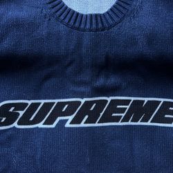 Supreme Printed Washed Crewneck SS23 Large Navy