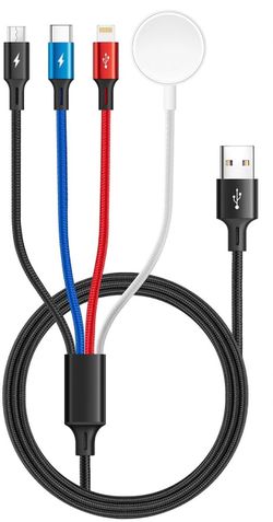 1 Pack Multi Charging Cable Braided USB C/Lightning/Micro Port for Apple Watch Charger USBC Magnetic Wireless Charger iWatch Series 11-1/iPhone 17 16 
