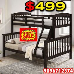Twin Full Expresso Bunkbed With Orthopedic Mattress Included 
