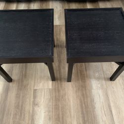 Crate & Barrel Black Wood End Tables with Handles
