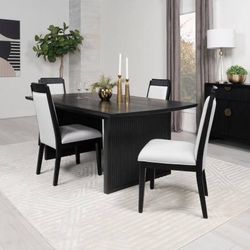 New Dining Room Set in Black and White with Large Table 18” Removable Extension 