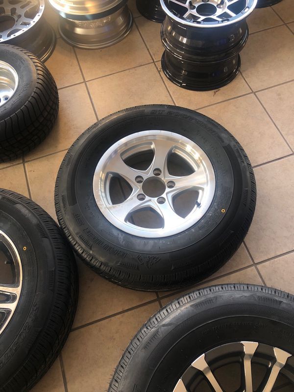 Boat Trailer Tire - Aluminum Rims - Radial 205/75/14 - comes with center cap and lugs - 14" 5 lug - We carry all trailer tires - trailer parts