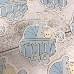 12 Pcs Baby Blue Carriage Embellishments Baby shower Gender Reveal 