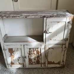 Chippy, shabby chic wood farm house cupboard with shelves