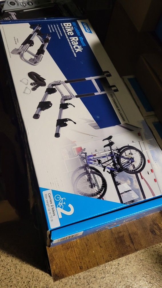 NEW IN BOX CAMCO 2 BIKE LADDER 5TH WHEEL RV TRAVEL TRAILER HANGING BIKE RACK