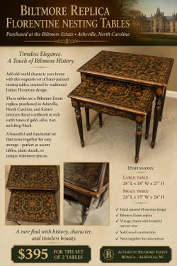 Biltmore Replica Florentine Nesting Tables – Set of 2 Purchased from the Biltmore Estate