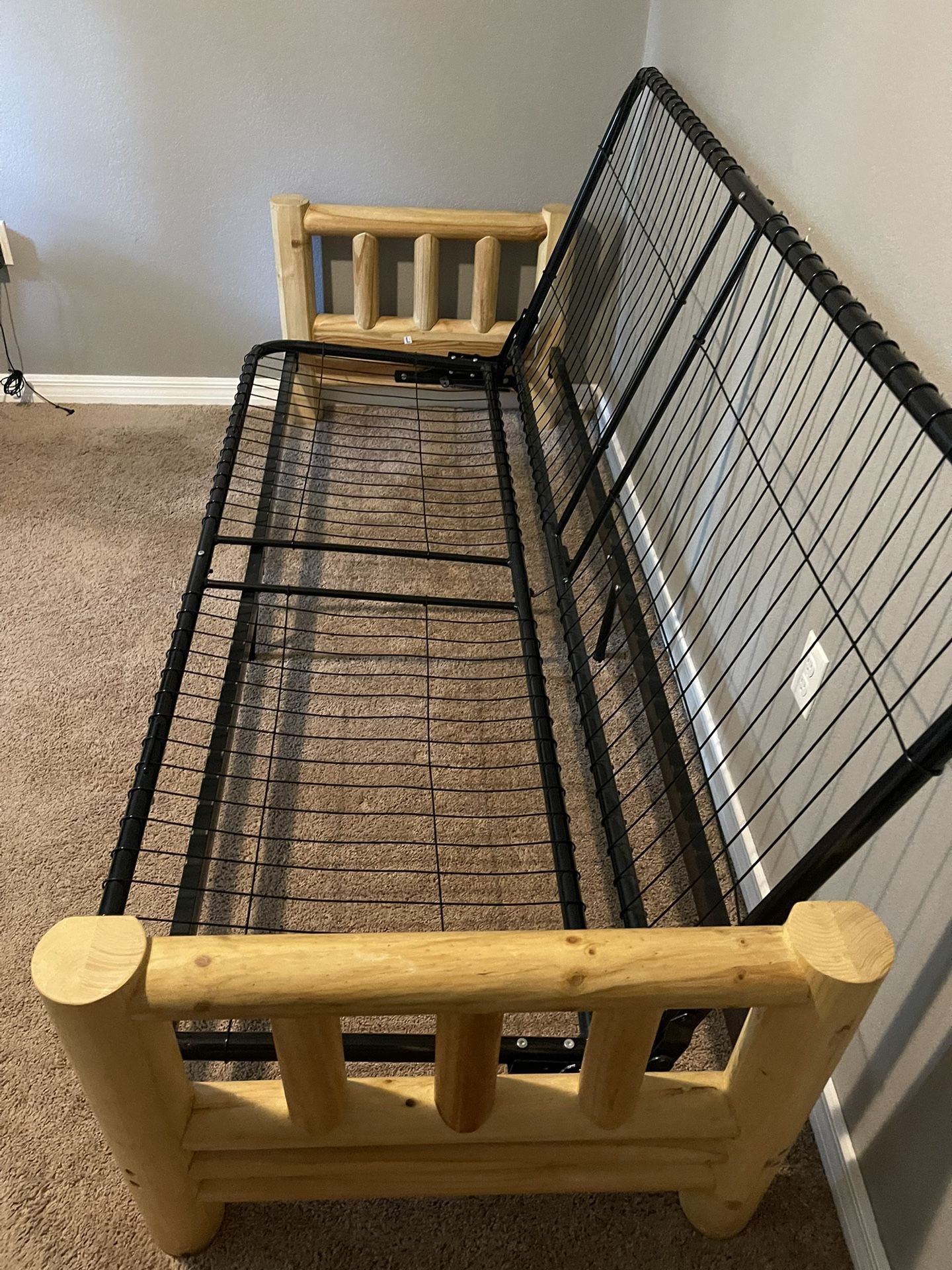 Wooden Log Futon Frame Queen