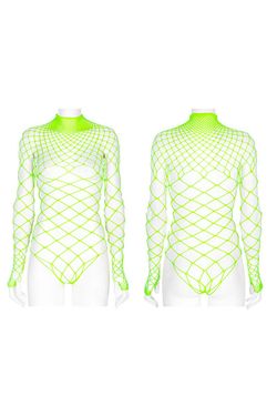 New Neon Green Fishnet Bodysuit - One Size Fits All