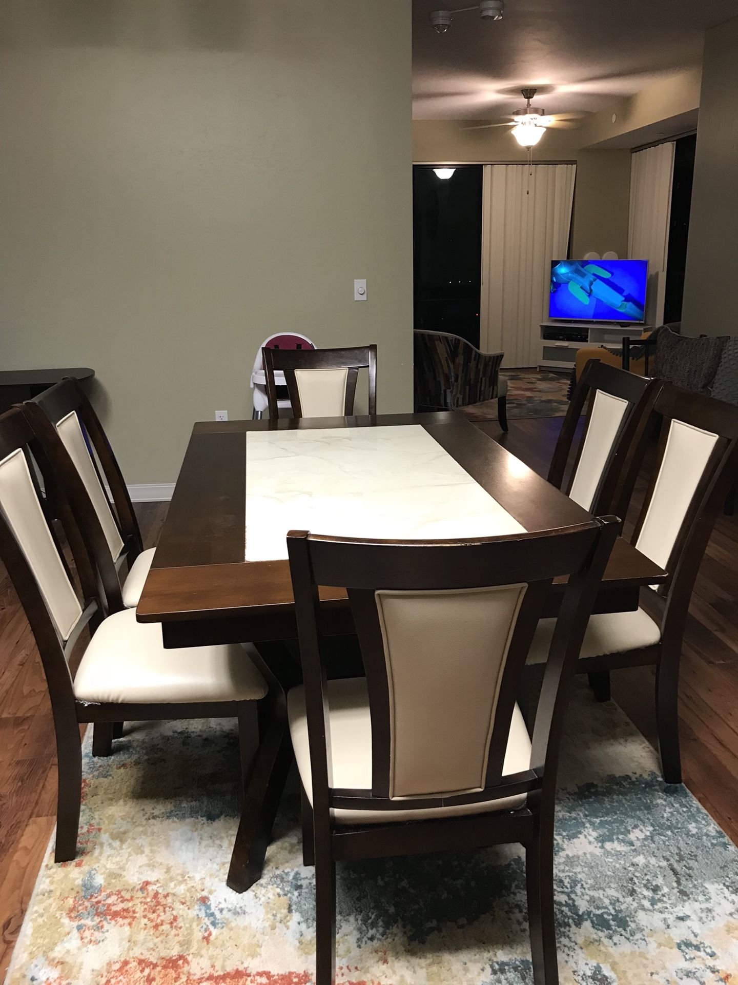 Top Dining Table and Chair Set for 6 Person