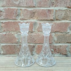 Vintage Imperial Crystal Caroline Candlestick Holders 