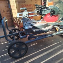 Ridgid 12" Dual Bevel Miter Saw With Work Light- Plus Rolling Work Station Stand