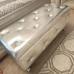 Brand New Silver Bench With Storage Unit 