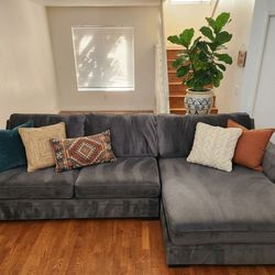 Oversized Living Spaces Gray Sectional – Like New, Deep & Super Comfy!