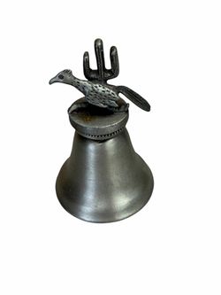 Vintage Southwest Pewter Thimble With Roadrunner & Cactus On Top