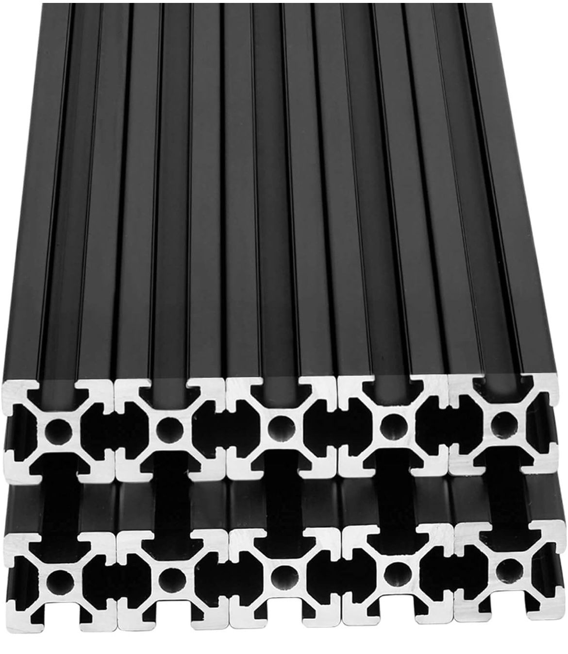 10pcs 2000mm T Slot 2020 Aluminum Extrusion European Standard Anodized Linear Rail for 3D Printer Parts and CNC DIY Black(78.7'')