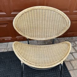 Wrought Iron and Wicker Clam Shell Chair 