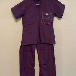 Women’s Purple Blue Sky Scrubs Tops Pants - Set of 2 - size S