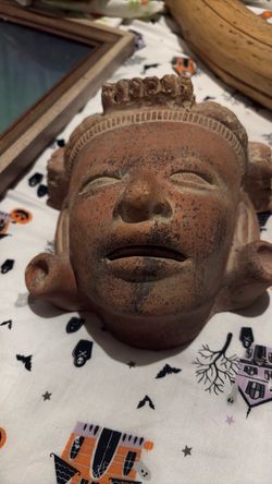 Vintage terracotta  clay Mayan mask