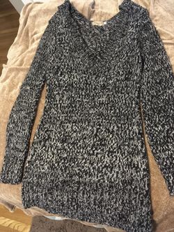 Knitted Black &Grey Hoodie Sweater 
