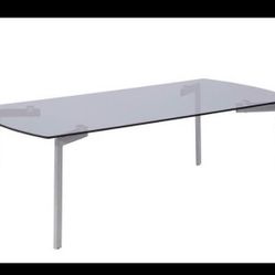 Smoked Glass coffee  table with silver metal Legs (LWH 47x24x16in)