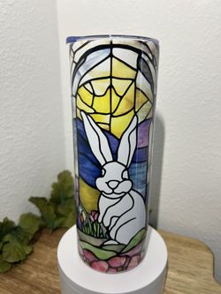 Bunny & Stained Glass 20oz Insulated Tumbler New Handmade 