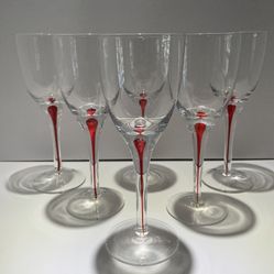 Orrefors INTERMEZZO red set Of Six White Wine Glasses 