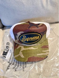Supreme Raffia Mesh Back 5 panel hat new woodland Camo