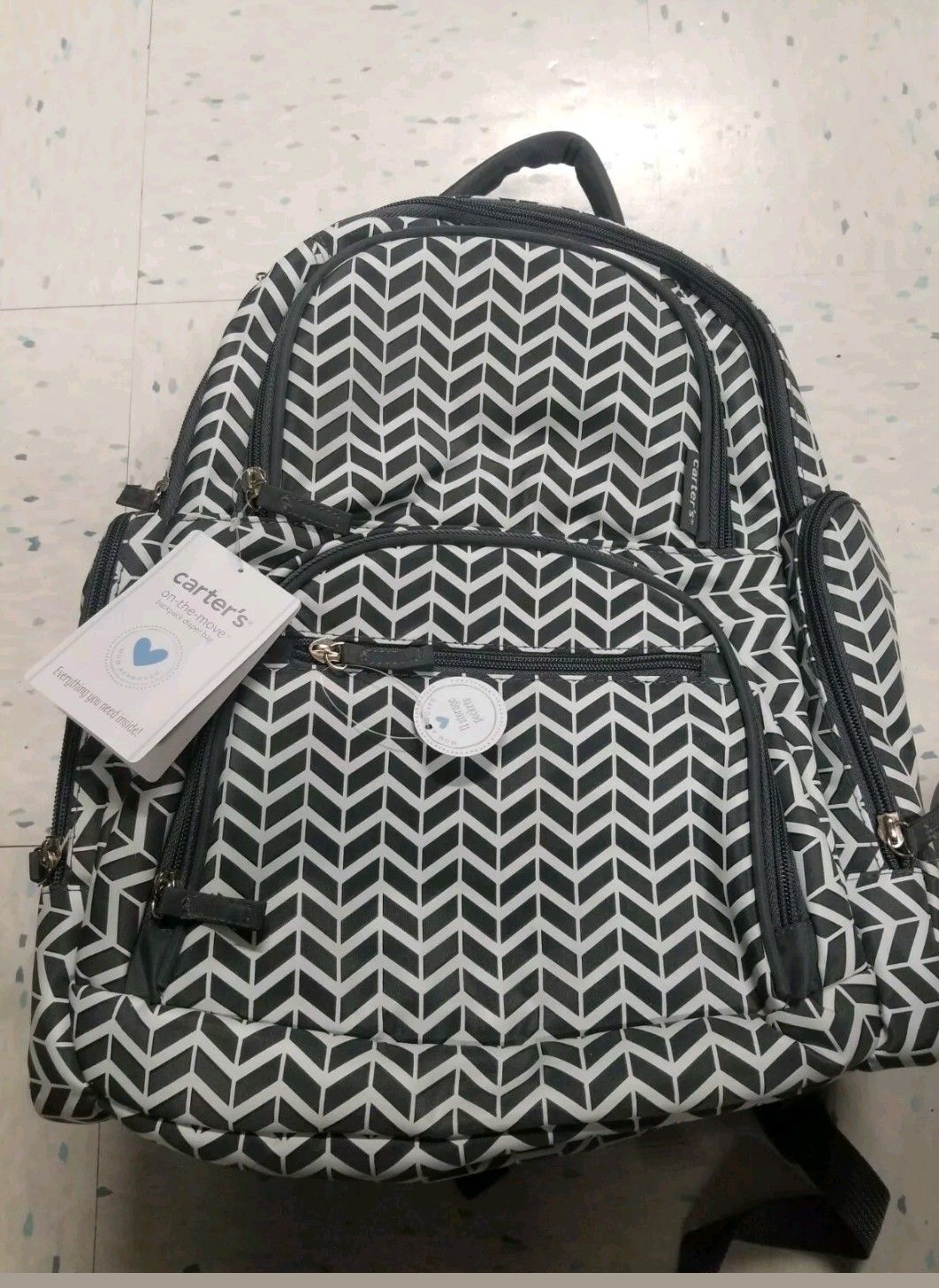 Carters diaper bag on the move gray
