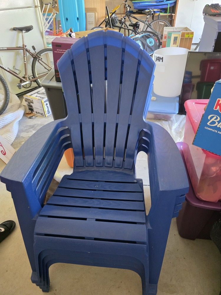 4 Blue Adirondack Chairs