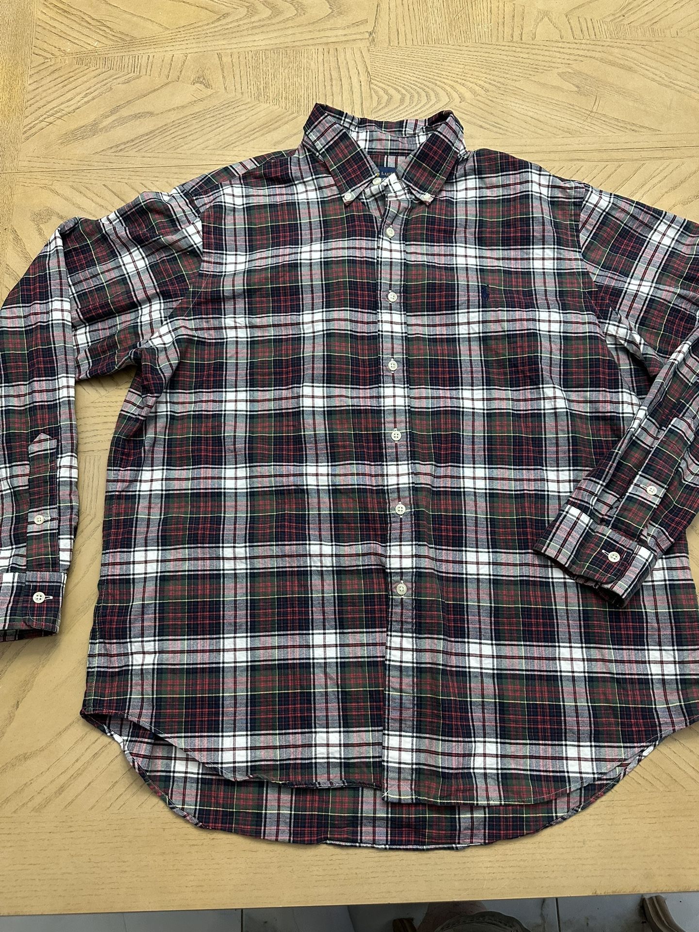 Polo Ralph Lauren  Plaid Oxford Shirt 100% cotton button down long sleeve Size XL Excellent condition no flaws