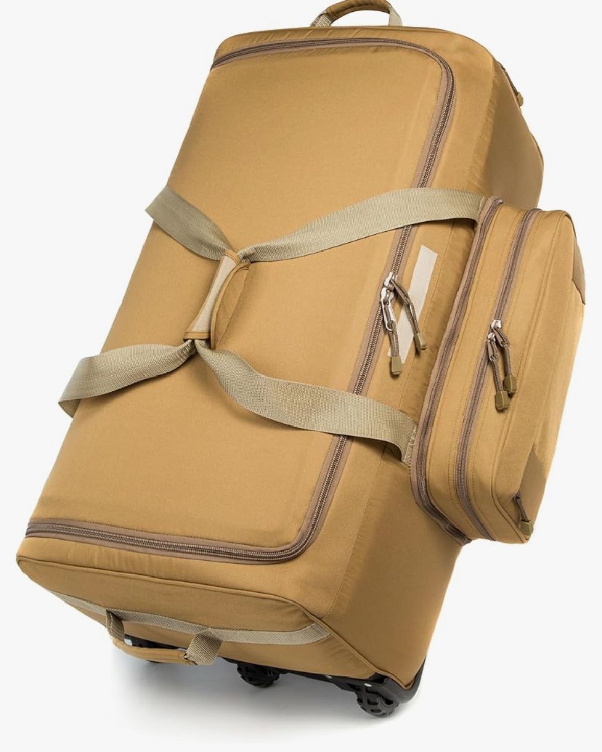 Mountain Land 120L Travel Duffel Bags With Wheels Military Duffle Bag Roller Duffle Bags with Wheels And Handle for Camping(Khaki)