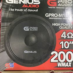 New 10" Genius Audio 200w Max Sealed Back Mid High Frequency Speaker  $45 each   