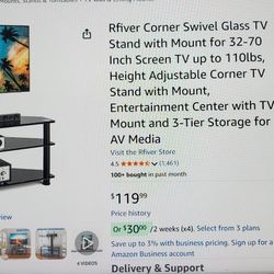 Brand New Tempered Glass TV Stand with Mount 