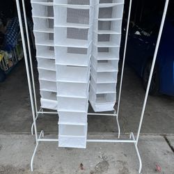 2 Clothes rack single lines with organizers (in Des Moines) all white