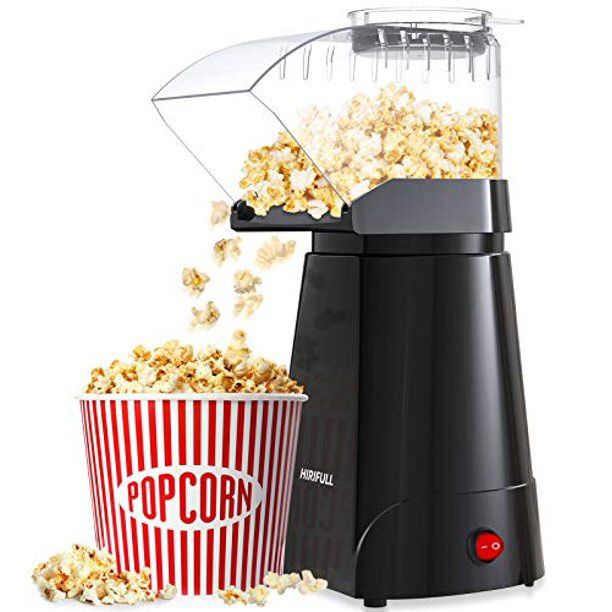 HIRIFULL Hot Air Popcorn Machine, Household Popcorn Maker, 1200W Electric Popcorn Popper, No Oil, with Measuring Cup and Removable Lid, ETL Certified,