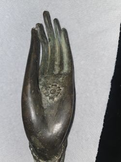 Antique Bronze Southeast Aisia Teaching Hand with Lotus Flower on Palm