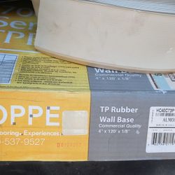 TP Rubber Wall Base Flexible Baseboard Commercial New Full Box Plus Half Roll Office Thermoplastic Almond 4" Base Board 